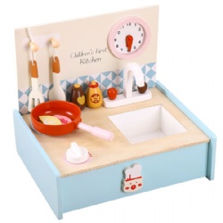 wooden montessori Kids' Blue Kitchen Stove Role-Play Toy