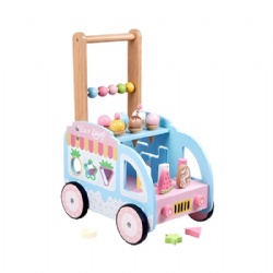 wooden montessori Kids' Pink Blue Ice Cream Design Toddler Walker toys