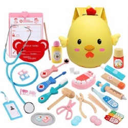 wooden montessori Little Yellow Duck Backpack Kids' Pretend Play Doctor Kit‌