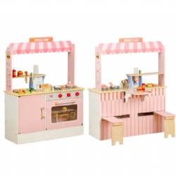 wooden montessori  Pink Double-Sided Burger Store Pretend Play Toy