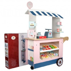 wooden montessori  Pretend Play Vendor Cart Toy