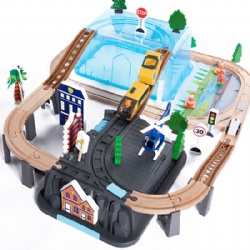 wooden rescue train toys