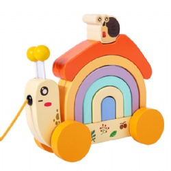 wooden snail  block toys