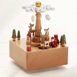 train and christmas trees  christmas wooden music box