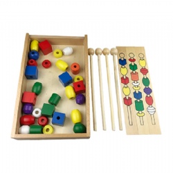 wooden montessori Montessori 3-Part 6-Color Large Wooden Bead Set‌ toys