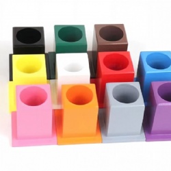 wooden montessori Montessori 11-Color Sorting Cylinder Toy Set‌