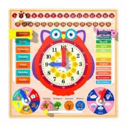 wooden montessori  calendar clock puzzle board toys