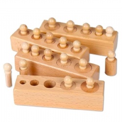 wooden montessori  Knobbed Cylinders - Ceramic & Wood Set‌ toys