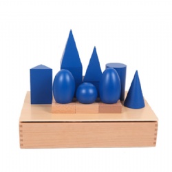 wooden montessori Sensorial Geometric Solids Wood Blocks Set toys