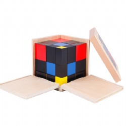 wooden montessori Sensorial Trinomial Cube Wooden Toy